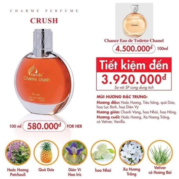 NƯỚC HOA CHARME CRUSH 100ML