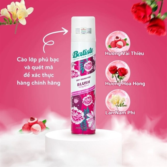 DẦU GỘI KHÔ BATISTE BLUSH HƯƠNG HOA 200ML