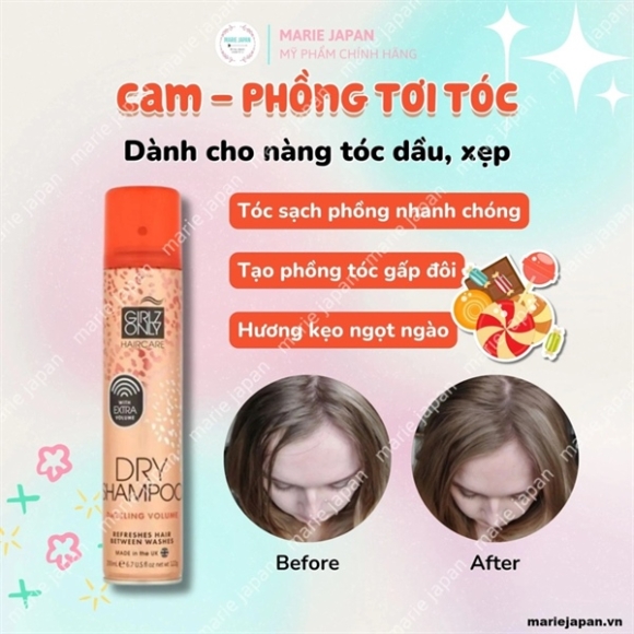 DẦU GỘI KHÔ GIRL ONLY CAM - DA ĐẦU DẦU 200ML