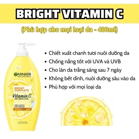 DƯỠNG THỂ GARNIER VITAMIN C 400ML