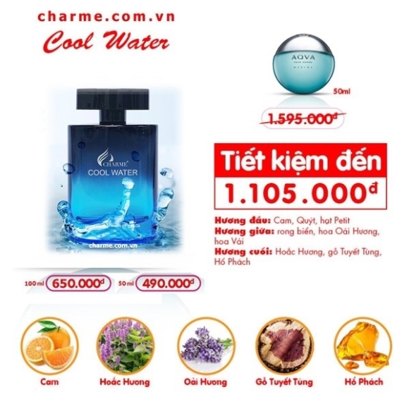 NƯỚC HOA NAM CHARME COOL WATER 100ML