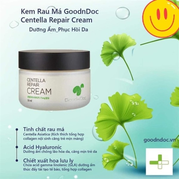 Kem dưỡng trắng da GoodnDoc Centella Repair Cream 50ml